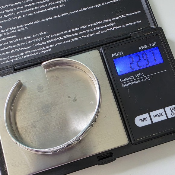 Vintage Sterling Silver Cuff Bracelet Solid 925 Ornate 23 Grams Statement - Picture 7 of 7